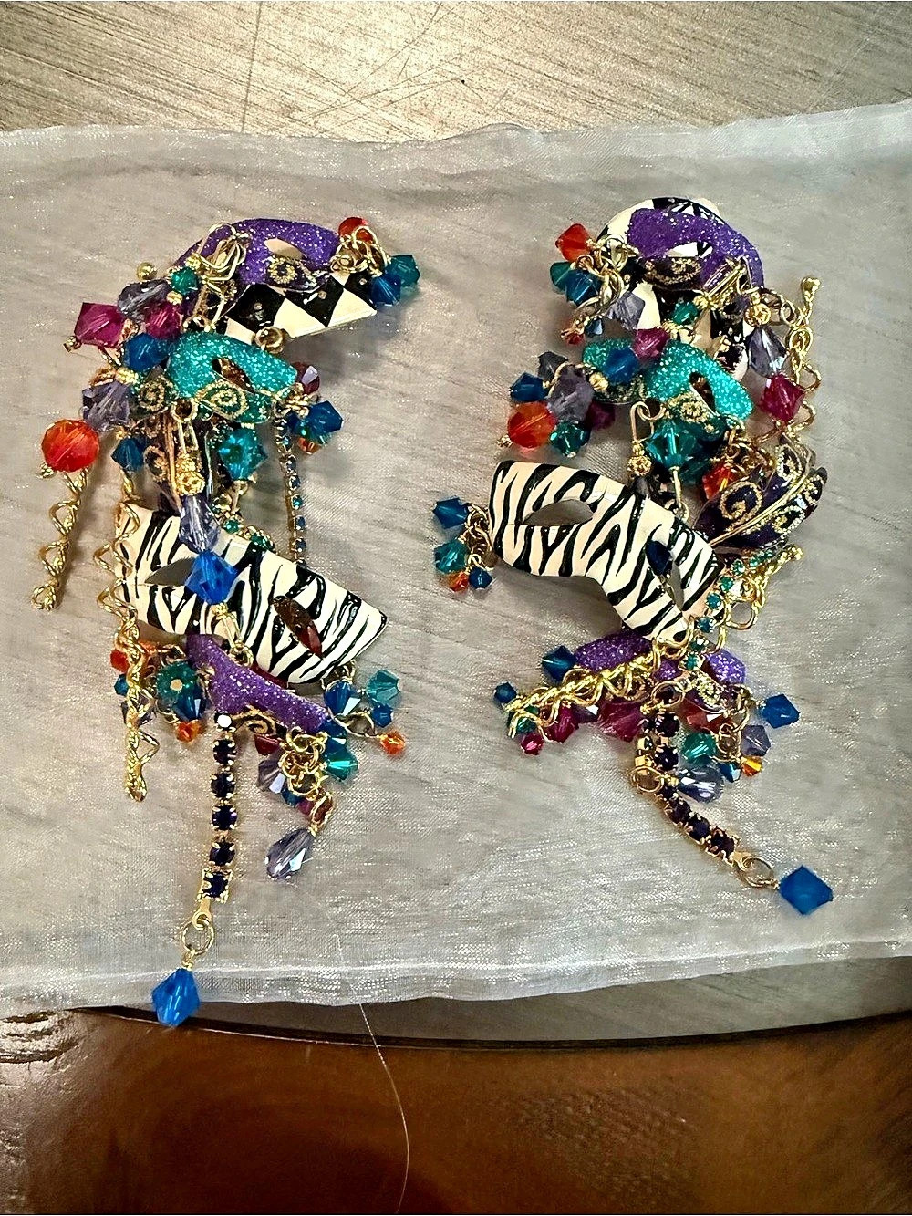Colorful Zebra Clip-On Earrings